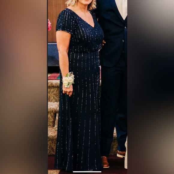 Adrianna Papell Beautiful Navy Mother of the Bride Dress - Picture 6 of 6